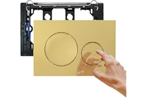Empyreal Piastra di Scarico con Set di Leve di Scarico e Telaio di Montaggio, Placca di Attuazione Adatto a Geberit Sigma 20, Doppio Scarico, 1 Pezzo(Oro & Cerchi Dorati).