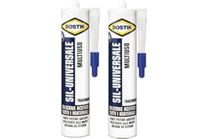Set 2 pezzi Silicone Universale Trasparente acetico antimuffa SIL-UNIVERSALE 2x280ml BOSTIK