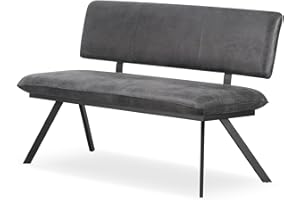 ‎B&D HOME B&D home Sitzbank Juna, Esszimmerbank 160cm gepolstert mit Rückenlehne Metallgestell für Esszimmer, Flur, Garderobe, Industrial modern Design, Wildleder Optik Anthrazit, 11310-160-ANTR