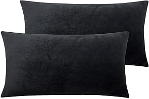 ‎SOIFOX Soifox 2er Set Kissenbezug 40 x 80 Anthrazit Schwarz Samt Zierkissenbezüge Weich Flauschig Kuschelig Kissenbezüge Deko Kissen Sofakissen Lendenkissen Wurfkissenbezug Schlafzimmer Kissenhülle