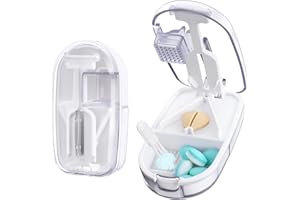 Alyvisun Taglia Pastiglie, Taglia Pillole Di Precisione Portatile, Taglio V con Macinatura, Comprimido che Scivola Automaticamente, Protezione Lama di Sicurezza e Stoccaggio (Trasparente)