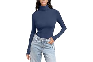 GÉNÉRIQUE T-Shirt à Manches Longues en Coton pour Femme Col Roulé - sous-Vêtement Grande Taille - T-Shirt Uni - Maillot de Corps Basique - Coupe Ajustée Pull élégant - Tunique Surdimensionnée Hauts