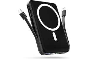 Podoru Bateria Externa mag-Safe, 10000mAh Magnético Power Bank, Powerbank mag-Safe Integrado USB-C&Lighting, Cargador Portátil Inalámbrico PD 22.5W Carga Rapida Pantalla LED para iPhone 15/14/13/12