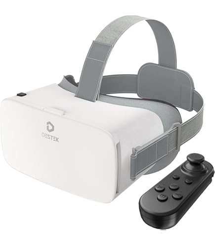 Occhiali VR 3D Per Smartphone 4.0-6.7 Pollici - Telecomando Bluetooth, Lenti Anti Luce Blu, FOV 120°