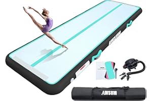 AWSUM Tappetino da Ginnastica Gonfiabile, 2/3/4/5/6m Air Tumbling Track Ginnastica Artistica 10/20 cm, Air Materassino da Fitness Yoga Taekwondo per Casa, Campeggio