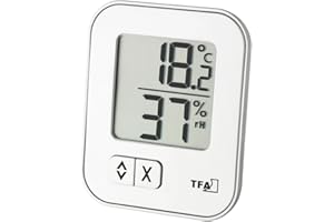 TFA Dostmann Thermo-Hygrometer Moxx, 30.5026.02, do pomiaru wilgotności powietrza, mini wilgotnościomierz, biały