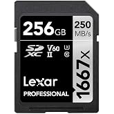 Lexar Professional 1667x SD Kart 256 GB, SDXC UHS-II Bellek Kartı, 250 MB/s'ye kadar Okuma, 120 MB/s'ye kadar Yazma, Sınıf 10