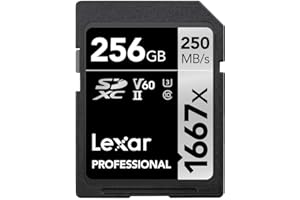 Lexar Professional 1667x Carte SD 256 Go, Carte Memoire SDXC UHS-II, Jusqu'à 250 Mo/s en lecture, Class 10, U3, V60, SD pour photographe professionnel, vidéaste, passionné (LSD256CB1667)