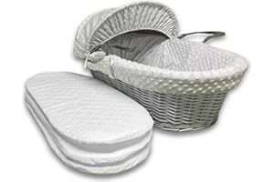 Crescent Textile Baby-Kinderwagen-Korb-Matratze, extra dick, superweich und pflegend, klassische Schaumstoff-Matratze, einfach zu montieren, für Baby-Kinderwagen, Wiegenwagen, Körbe, ovale Form,