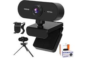 IGUGI Webcam con Microfono,Webcam PC Camara Web,1080P HD con Micrófono y Trípode,Vista de 85°,360° Ajustable,USB Plug & Play,Automático para Reuniones y Transmisión para Windows/MacOS