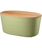 Kela Portapane Namur Con Coperchio In Bambù - Grigio Opalino - 37,5x23x14 Cm - Fori Di Aerazione Per Mantenere Il Pane Fresco Fino A Una Settimana