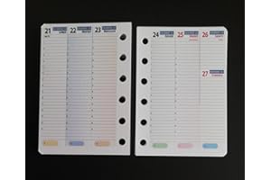 TIPOME Ricarica calendario settimanale formato A7 pocket 8x12cm per agenda con 6 anelli
