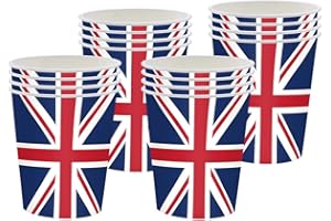 YAAVAAW Union Jack Paper Cups,16 Pack King Charles III Union Jack Coronation Souvenir Party Cups Union Jack Party Cups,Uk Great British Cups Party Supplies Britain for Street Party Decor,National Events