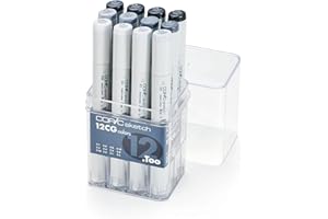Copic Sketch Lot de 12 Marqueurs de dessin Gris froids