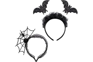 Dekewe 2 Stück Schwarz Fledermaus Haarreif, Halloween Haarreifen für Damen Herren Kinder, Erwachsene Bat headband Vampir Spinnen Stirnband für Halloween Kostüm Fasching Party Cosplay