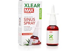 Xlear Max Nasenspray mit Capsicum und Aloe – Natürliches Salzlösungs-Nasenspray mit Xylitol, feuchtigkeitsspendende Nasenpflege für Kinder und Erwachsene, 45 ml (Pack of 4)