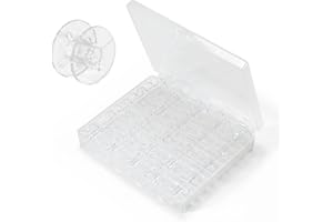 ELALOVE 25 Pezzi Spolette per macchina da cucire in plastica, con scatola, bobine macchina da cucire universali per accessori cucito, porta rocchetti di filo e progetti DIY, Trasparente