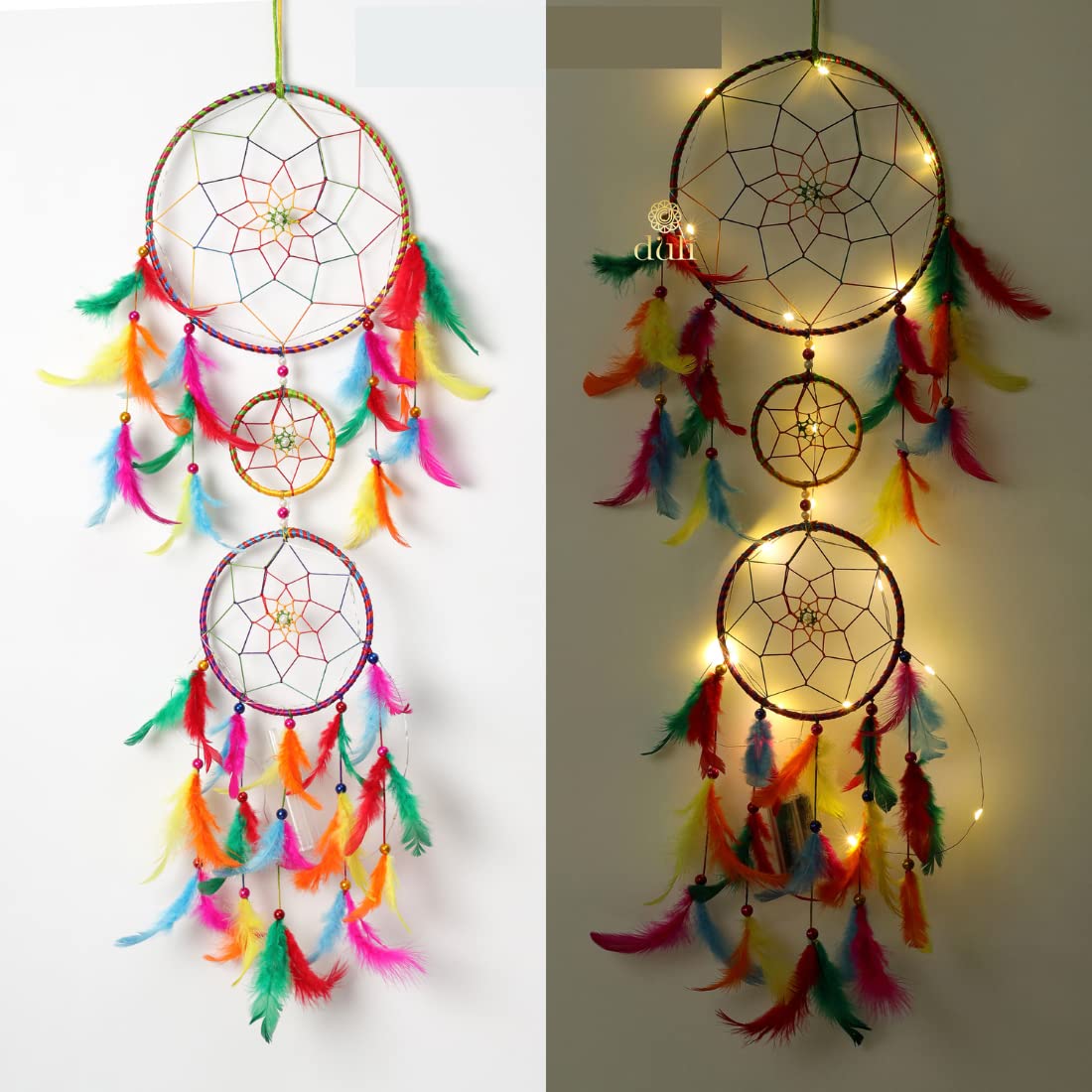 DULI Dream Catcher with Lights, Home Decor, Handmade Dreamcatcher for Bedroom, Balcony, Garden Bedrooms, Party, Cafe,Home Wal