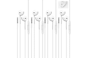 SOPWMAP 4 Pares Auriculares con Cable Sonido Estéreo Intrauditivos, Micrófono y Control de Volumen, Compatible con iPhone, Samsung, Xiaomi, Enchufe de 3.5mm (Blanco)