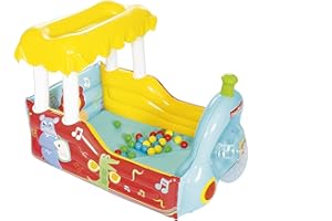 Bestway Fisher-Price Locomotive à Vapeur Gonflable avec Piscine à balles et 25 balles de Jeu colorées, 132 x 94 x 89 cm, Multicolore