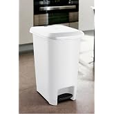 Melkan Home Slim Pedal Trash Can 60 Liter & Large Size Pedal Trash Can White White