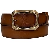 GoDeri 100% Genuine Leather Gold Buckle Red Women's Jeans, Sports Belt 4 Cm, An-Byn-08
