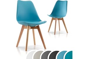 VENDOMNIA Esszimmerstühle, Küchenstühle, moderne Kunststoffstühle, Kunstleder gepolstert Sitzfläche holzbeine Schalenstühle im 2er, 4er, 6er, 8er Set, Farben: Weiß, Schwarz, Grau, Minzgrün, Türkis, Beige