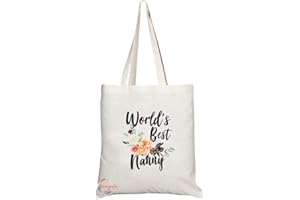 Coralgraph Inc TB731 World Best Nanny Floral Novelty Present Gift Printed Eco-Friendly Stylish Long Handled Tote Shoulder Bag