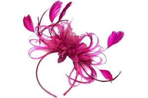Caprilite Feather Hair Fascinator Headband Wedding and Royal Ascot Races Ladies, M, Fuchsia Hot Pink