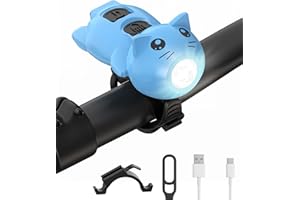 GOFIMYEE Luz LED para Patinete Infantil, Recargable por USB con Sistema de Advertencia Sonora de Cinco Tipos, Tres Modos de iluminación, Impermeable y Apto para Scooters y cochecitos, Azul.