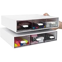 Boîte De Rangement Bureau 4 Tiroirs Blanc - 26x20.2x29 Cm, Polypropylène, Pour Fournitures, Cosmétiques