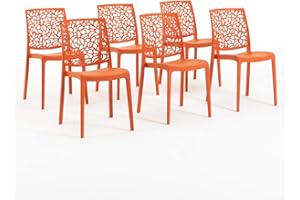 RATTATAN Anna - Chaises en résine renforcée de Fibre de Verre, empilables, Usage intérieur et extérieur (6, Orange Papaye)