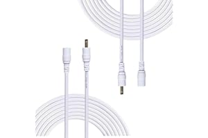 Liwinting 2 Piezas 1 Metros DC Cable de Extensión de Alimentación 1,35 mm x 3,5 mm Macho a Hembra Cable de Extensión, Adecuado para Adaptador de Corriente, Cámara IP Inalámbrica y Mucho Más - Blanco