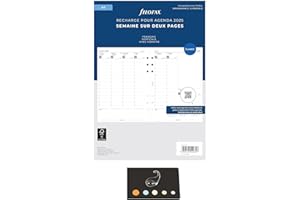 Blumie Shop Recharge Civile 2026 Verticale A5 Français 1 Semaine Sur 2 Pages Compatible Avec Filofax + 1 Index Adhésif Blumie (A5) 68528