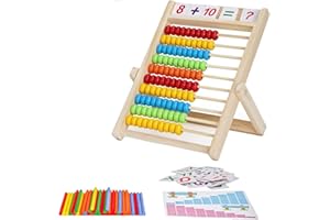 DYOUen Grundschule Rechenschieber 28 X 21CM Abakus für Kinder mit Zählstäben/Zahlenalphabetkarten Rechenrahmen Lernspielzeug, Pädagogisches Spielzeug Geschenk Weihnachten