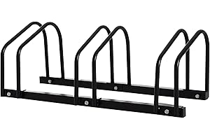 HOMCOM Râtelier 3 vélos range-vélos support de rangement pneu 65 mm sol ou mural pour VTT enfants BMX 76 x 33 x 27 cm acier noir