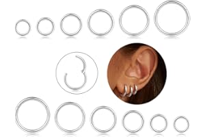 CASSIECA 6 Paar 16G Nasenpiercing Chirurgenstahl für Damen Nasenring Septum Piercing Knorpel Creolen Silber Gold Helix Piercing Schmuck Set 6-16mm