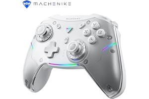 Machenike G5PRO Wireless Controller RGB, Joystick PC Gaming Hall Effect, Joystick Trigger, Tasti meccanici, Compatibile con PC/NS/TV/smartphone, TURBO, 5 Livelli di vibrazione, Bianco