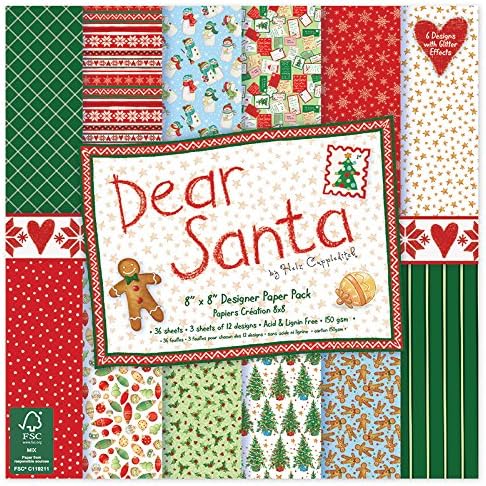 Helz Cuppleditch Dear Santa Paper Pack, Paper, Multi-Colour, 8 x 8-Inch