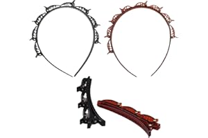 TIANNAIT 2er-Pack Doppelschicht-Haarspangen, Haarbänder mit 2 Haarspangen, geflochtene Haarspangen, Pony-Haarspangen, geflochtene Stirnbänder, Styling-Zubehör für Frauen, Mädchen