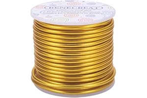 BENECREAT 17m 3mm Filo di Alluminio Filo Metallico per Fabbricazione Artigianale Filo di Perline in Alluminio Calibro 9 Giallo