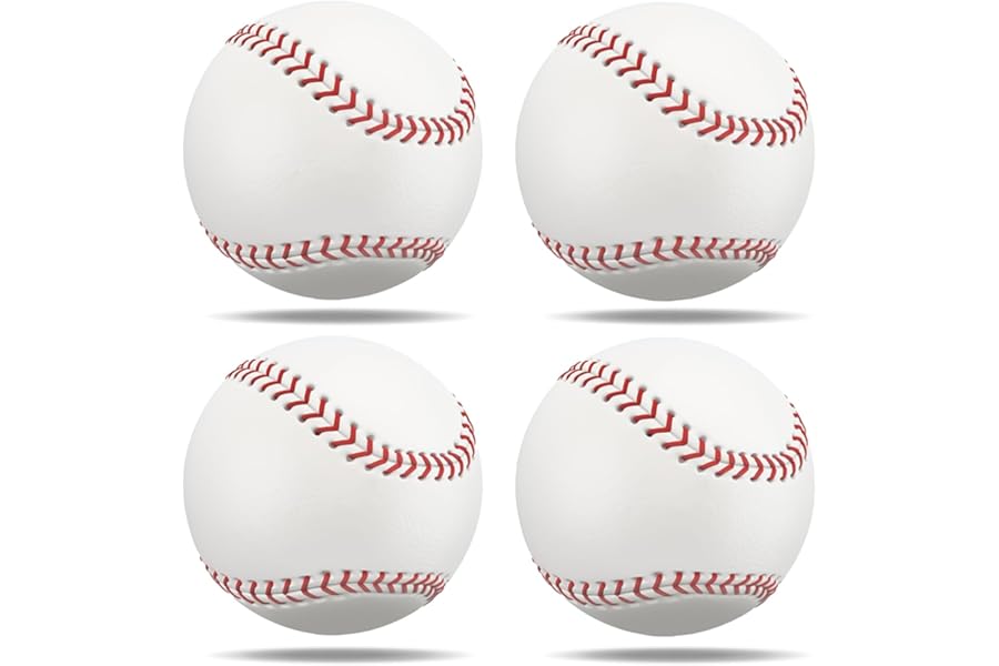 Hnjindong 4 Pack BaseBall Standard 9 Inch, Practice Baseballs Rubber Leather Baseball for Practice & Games, Ball Training Baseball for Outdoor Sports for Youth And Adult
