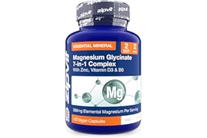 Zipvit Magnesium Glycinate 7-in-1 Complex, 1800mg with 388mg Elemental, High Absorption with Bisglycinate, Malate, Citrate, Oxide, Plus Vitamin D3, B6 & Zinc, 120 Capsules, Vegan Magnesium Supplements