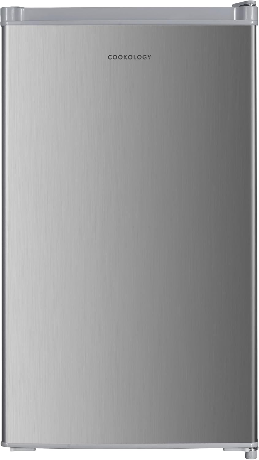 Cookology UCIB80 Undercounter Freestanding Fridge 80 Litre Capacity, Features an Adjustable Temperature Control and Legs, Reversible Door and Ice Box - in Silver