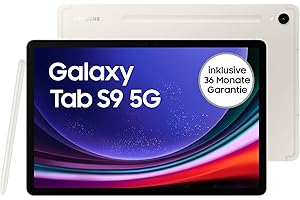 ‎SAMSUNG Samsung Galaxy Tab S9 Android-Tablet, 5G, 256 GB / 12 GB RAM, MicroSD-Kartenslot, Inkl. S Pen, Simlockfrei ohne Vertrag, Beige, Inkl. 36 Monate Herstellergarantie [Exklusiv bei Amazon]