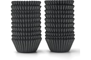 BAKE CHOICE Caissette Muffins Papier Mini,400 pièces Noir,Caissettes Cupcake,Parchemin & Résistant à la Graisse,La fête,Mini Taille
