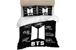 Doiicoon BTS Bettwäsche 135x200cm, TBS Bangtan Boys Bettbezug Mit BTS Kissenbezug, 3DDruck Microfiber, Mehrfarbig, Für Jungen Und Mädchen (14,135x200cm)