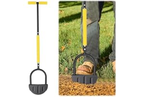 Yallmie Half Moon Garden Edger, Garden Edging Tool Iron T-Grip Half Edging Spade, Grass Lawn Edger Tool Saw-Tooth Edge Cutters for Yard, Garden, Landscaping, Sidewalk, Cable Burying (Half Moon)