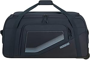 American Tourister City Racer - Maleta 77cm/129L - Ruedas, Compartimento Zapatos, múltiples Espacios - Impermeable, Asas múltiples, Robusta - Azul (Azul Marino)