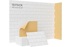 KUCHOOW Pannelli Fonoassorbenti Adesivi, 18 Pezzi, 30x40x0,9cm, Pannelli Acustici per Pareti, Porta, Soffitto, Assorbimento Degli Echi e Riduzione del Rumore, Pannelli Insonorizzanti, Bianco